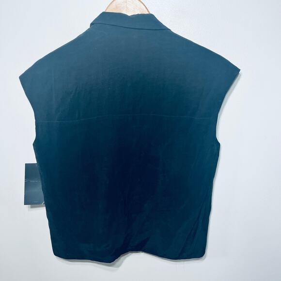 Zara Trafalac Jacket Black Cupro Viscose Zip Cap Sleeve Dressy Office XS NWT $49 - Picture 3 of 8